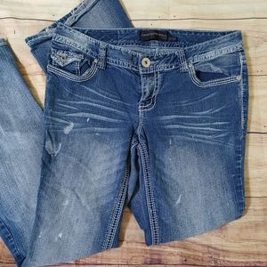 Twentyone black Curvy Flare Jeans Size 13/14 distressed